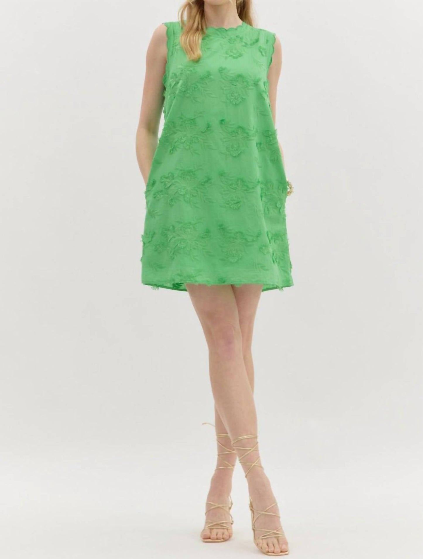 Entro - Sleeveless Floral Appliqué Mini Dress