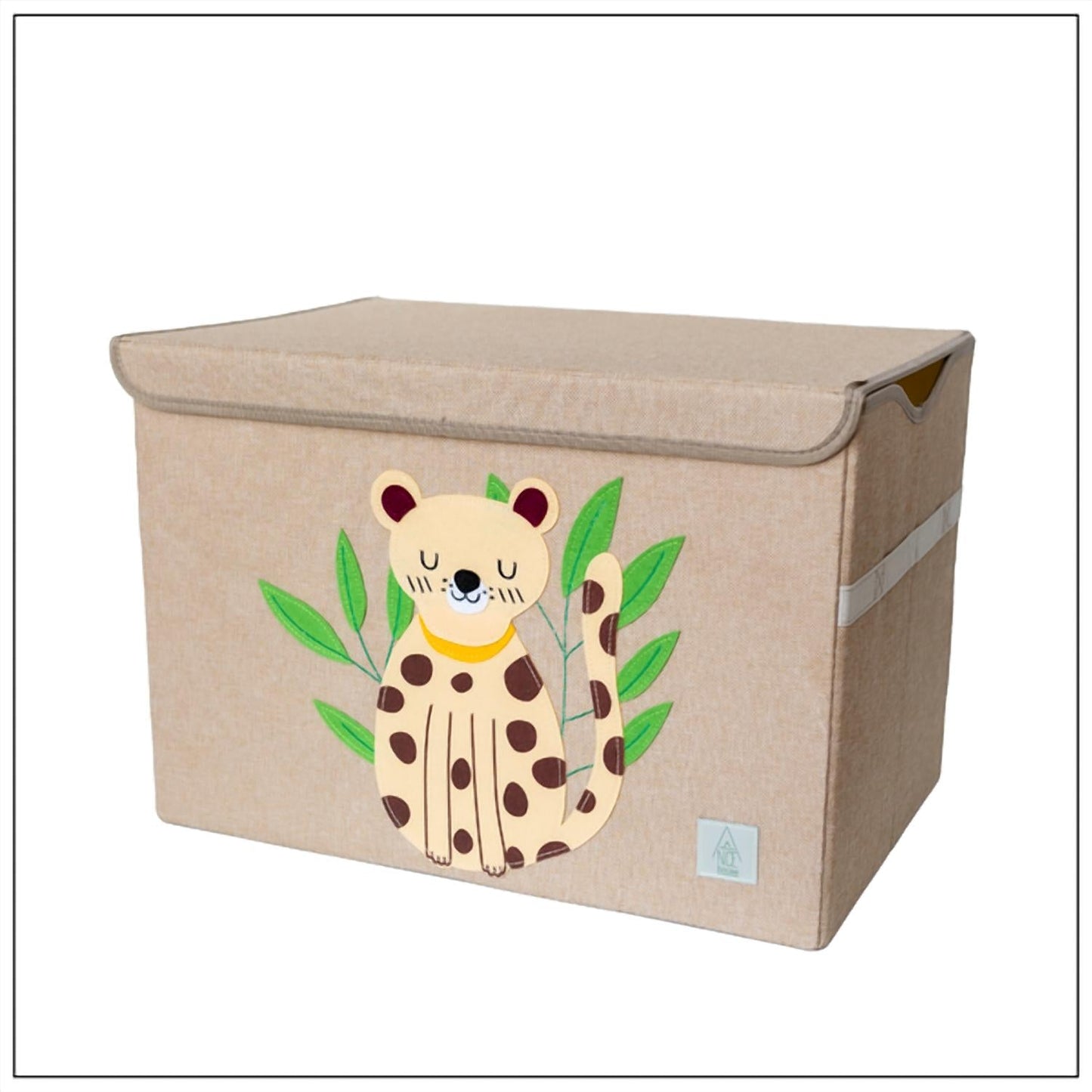 A Nice House - Peaceful Cheetah Appliquéd, Collapsible Toy Box and Storage Box
