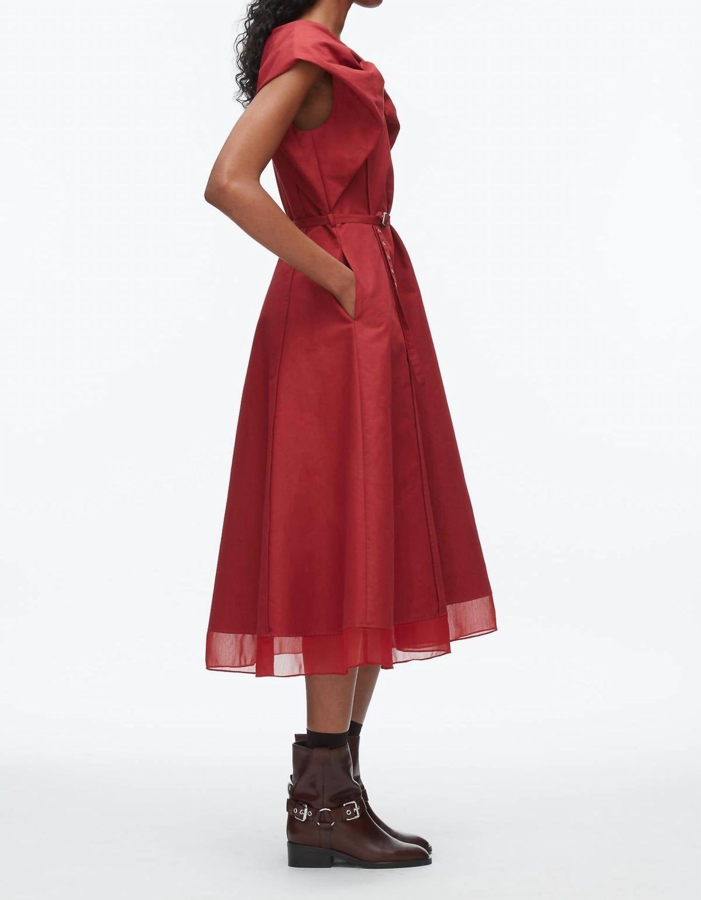 3.1 Phillip Lim - Sleeveless Draped Bow Midi Dress With Belt