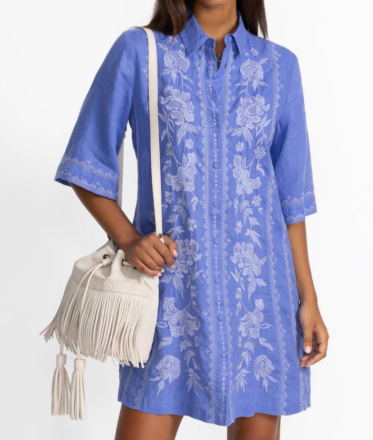 Johnny Was - CAMILLE KIMONO SLEEVE LINEN SHIRT DRESS