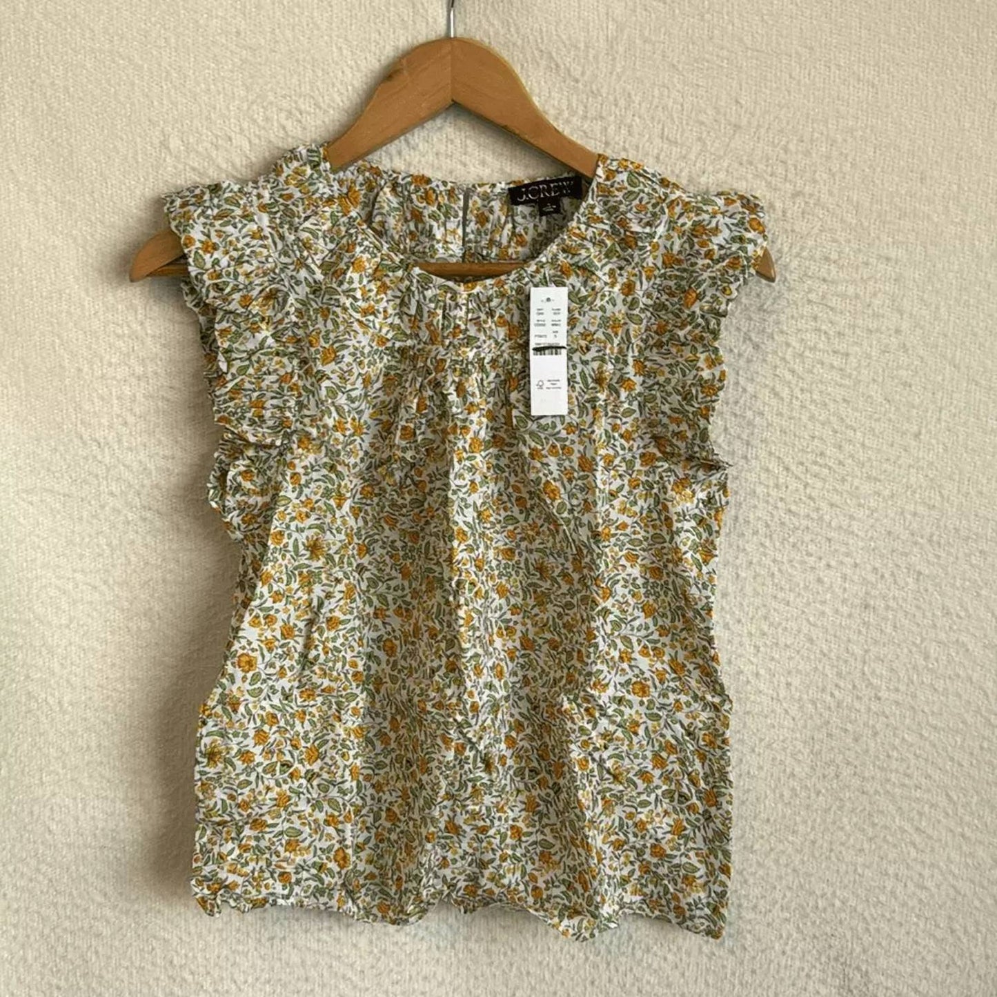 J.Crew - Gathered Ruffle-sleeve Top In Floral Vines Cotton Voile