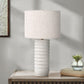 28"h Cream Resin Table Lamp with Ivory Linen Shade