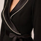 Adrianna Papell - Long Sleeve Embellished Collar Knit Crepe Jumpsuit