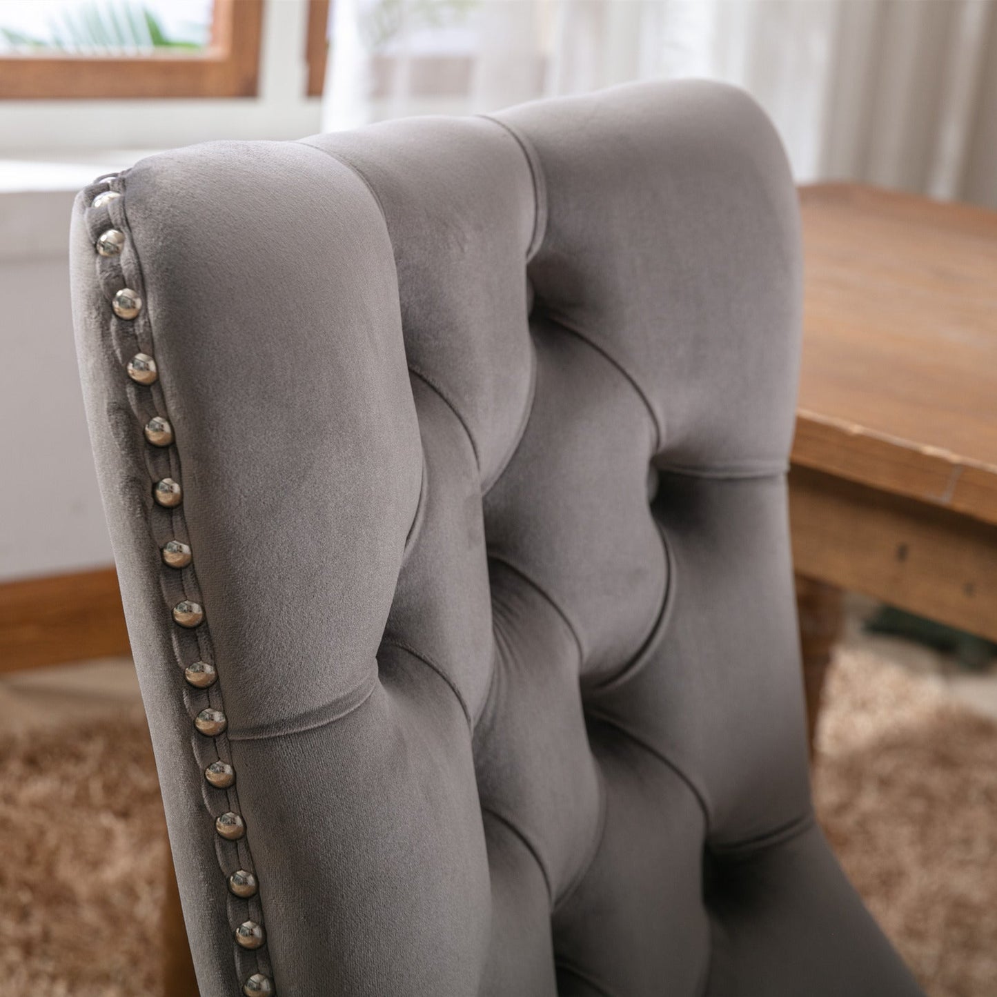 Nikki Collection Modern Velvet Upholstered Dining Chair Set