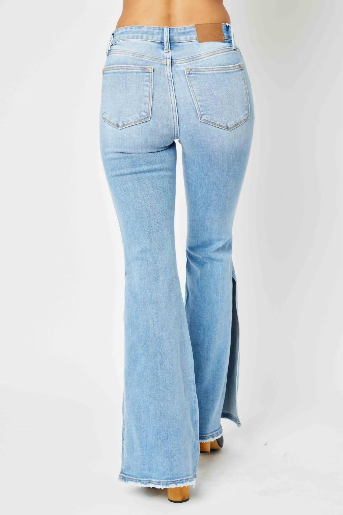 Judy Blue - Mid-rise Peak-a-boot Hem Slit Flare Jeans