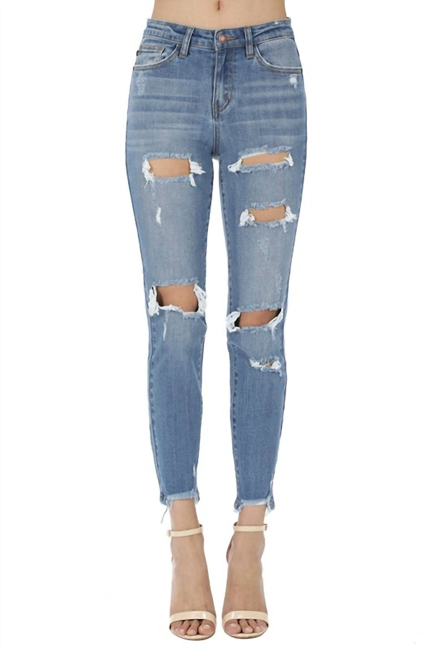 Judy Blue - Distressed Girlfriend Jeans