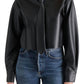 Steve Madden - Dom Necktie Faux Leather Crop Snap-up Shirt