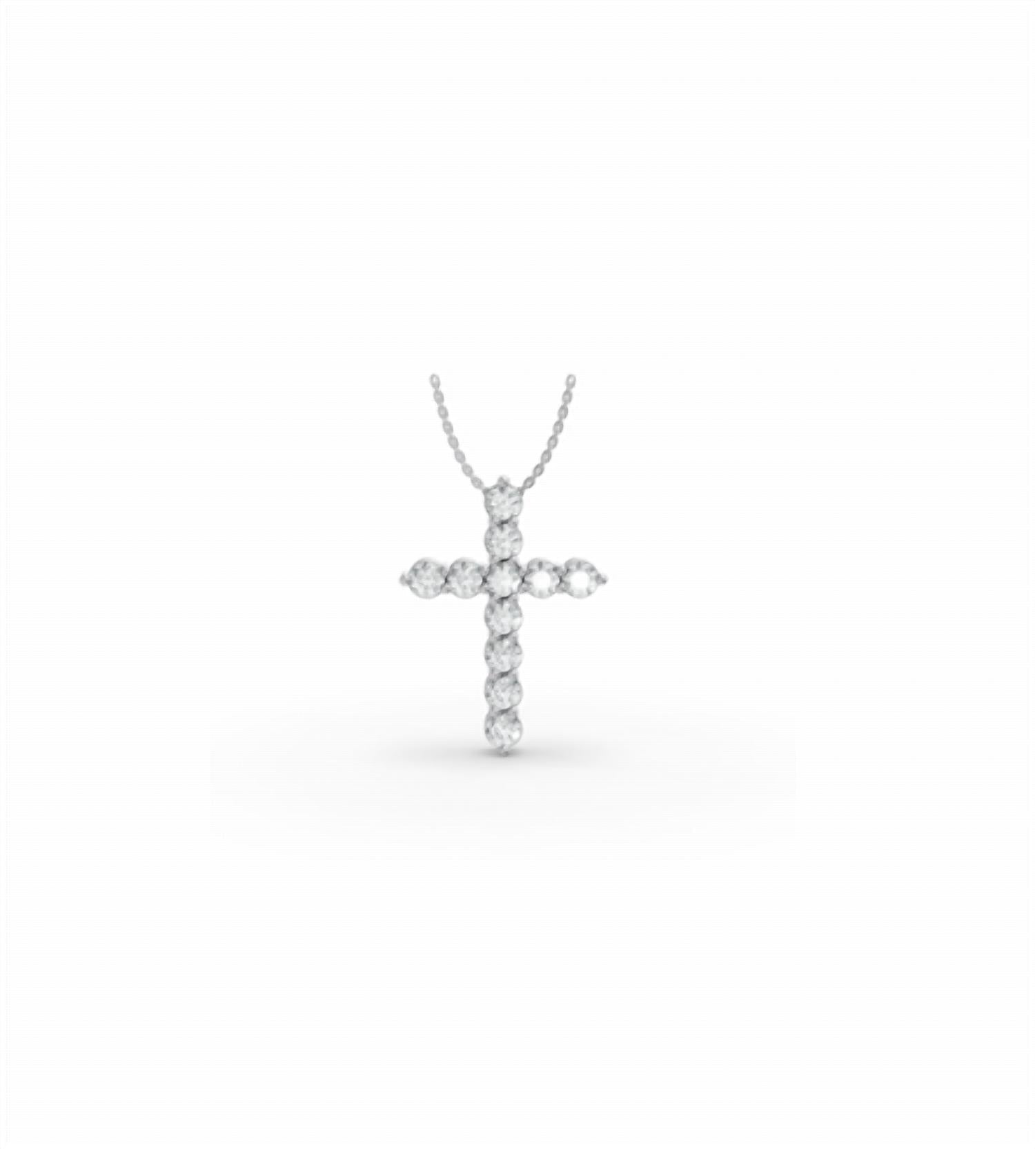 Aamiaa - 925ss 0.50ctw Lab Grown Diamond Cross Pendant With Chain