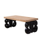 Black Scroll Base Coffee Table – 47" Rectangular Wood Living Room Table