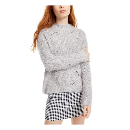 Freshman Womens Juniors Chenille Eyelash Pullover Sweater Gray L