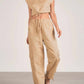 Elan - Crop Linen Button Up Top