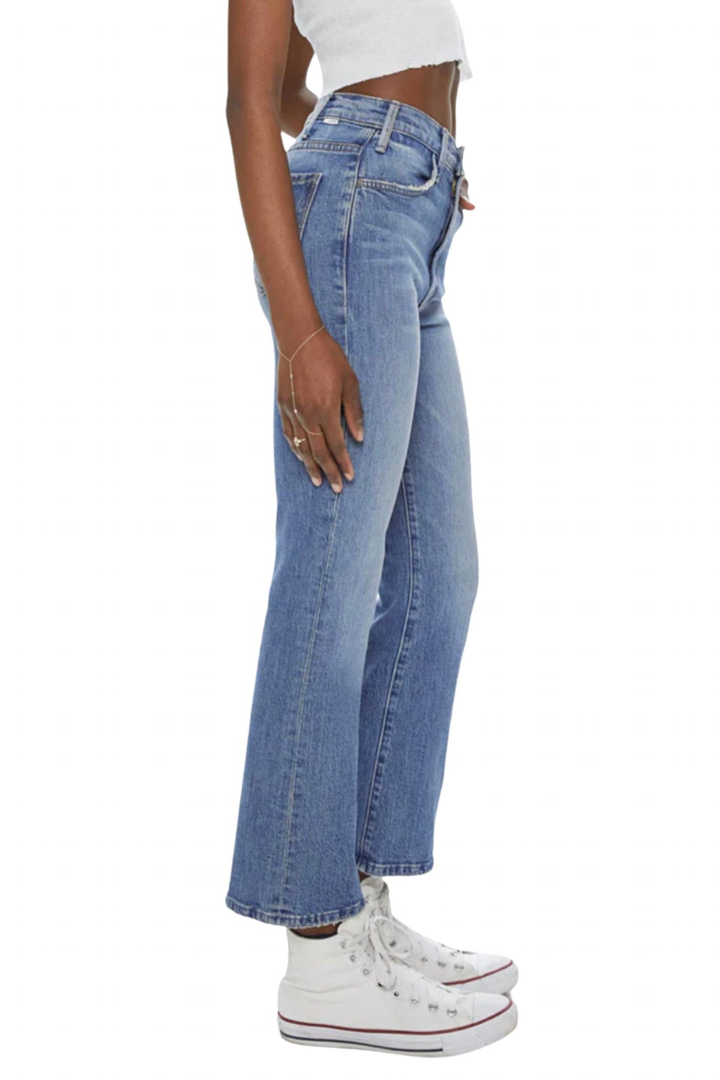 मदर - हसलर एंकल फ्रे मिनी बूट हाई राइज़ जीन्स