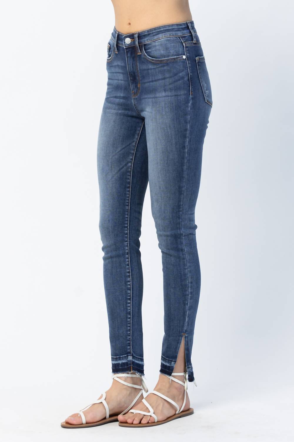 Judy Blue - High Waist Skinny Released Hem and Side Slit