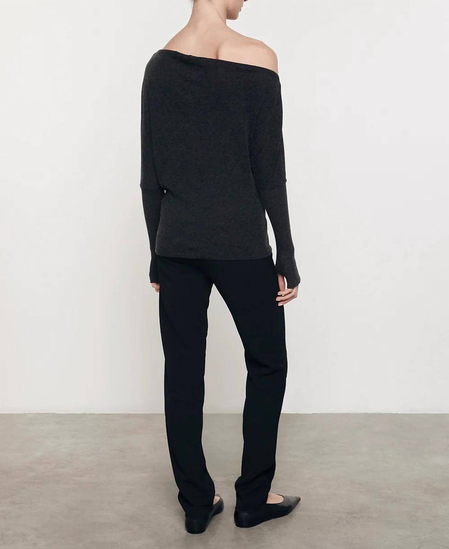 Enza Costa - Cashmere Cuffed Off The Shoulder Long Sleeve Top