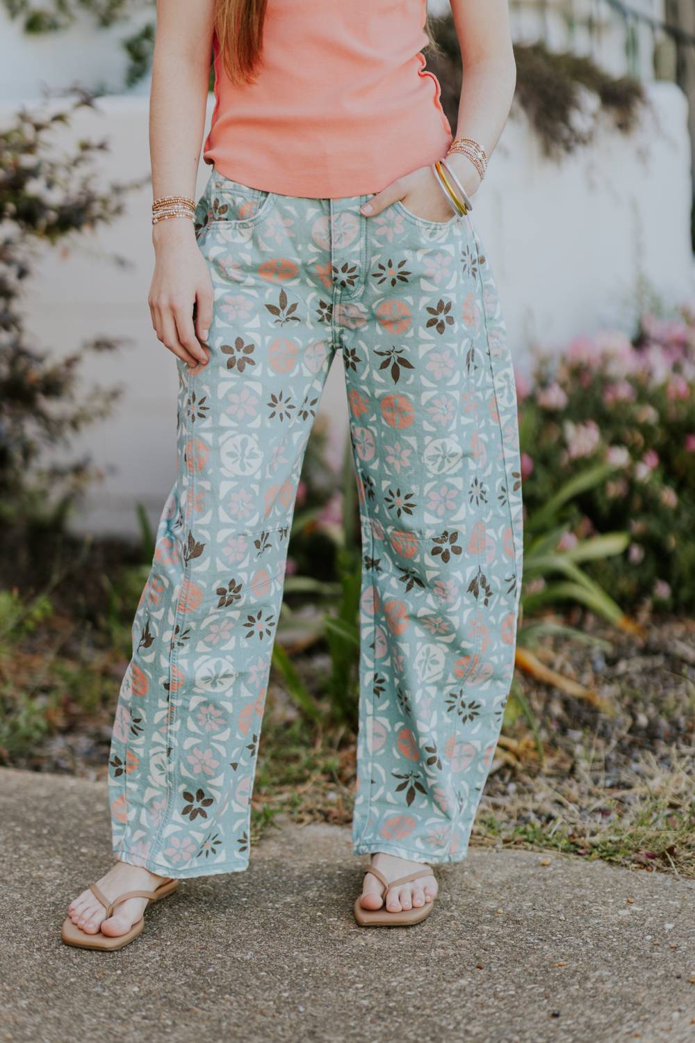 Free People - Ditzy Jade Fun Barrel Jeans