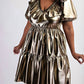 The Curve La - Plus Size Faux Leather Tiered Puff Sleeve Short Dress