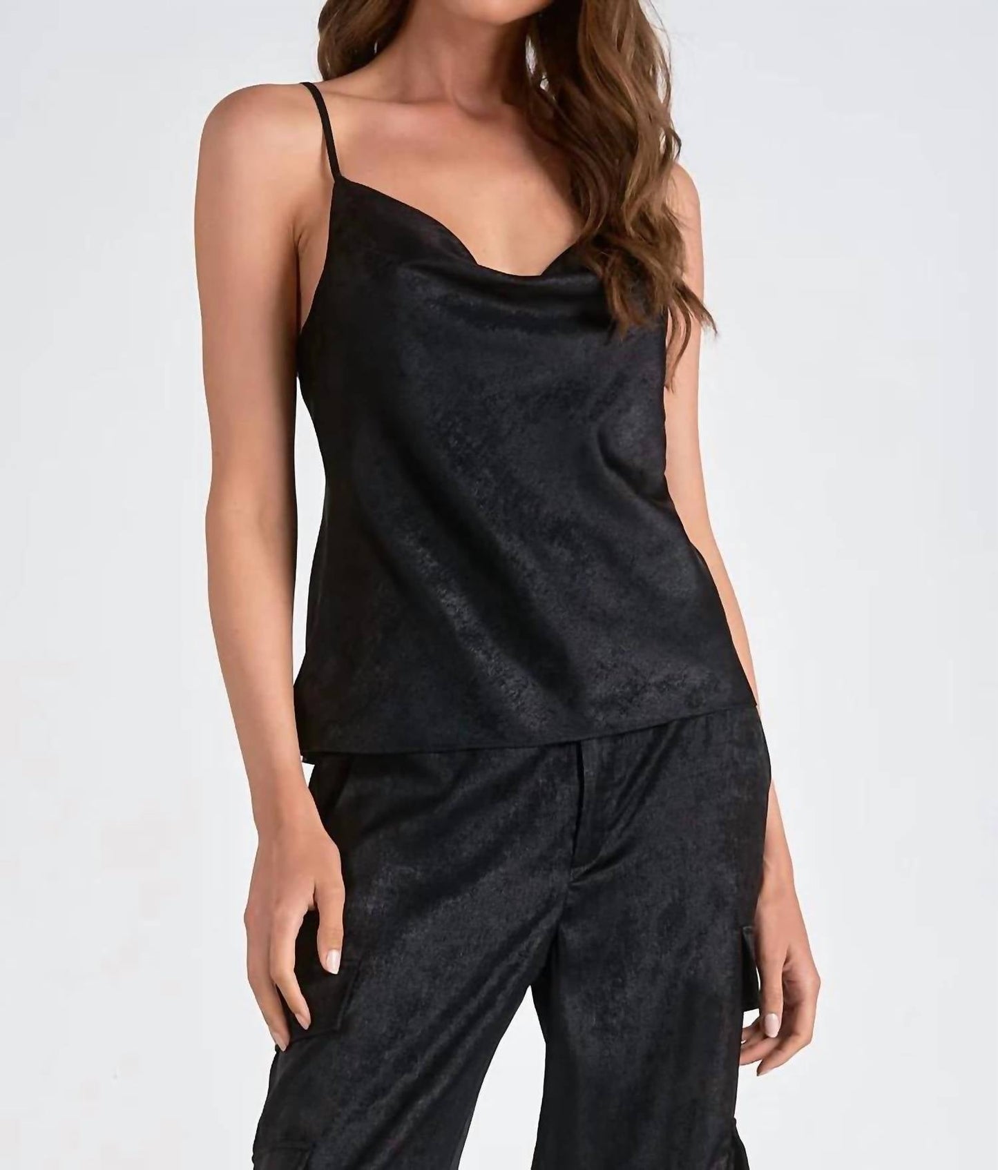 Elan - Cowl Neck Shimmer Cami Top