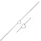 14k White Gold Cable Chain Anklet with Open Heart Station