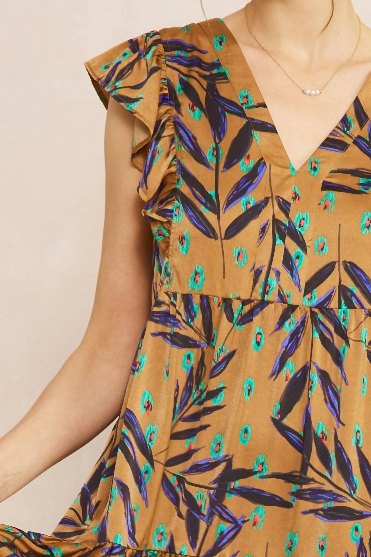 Entro - Ruffled Pocket Printed Dress