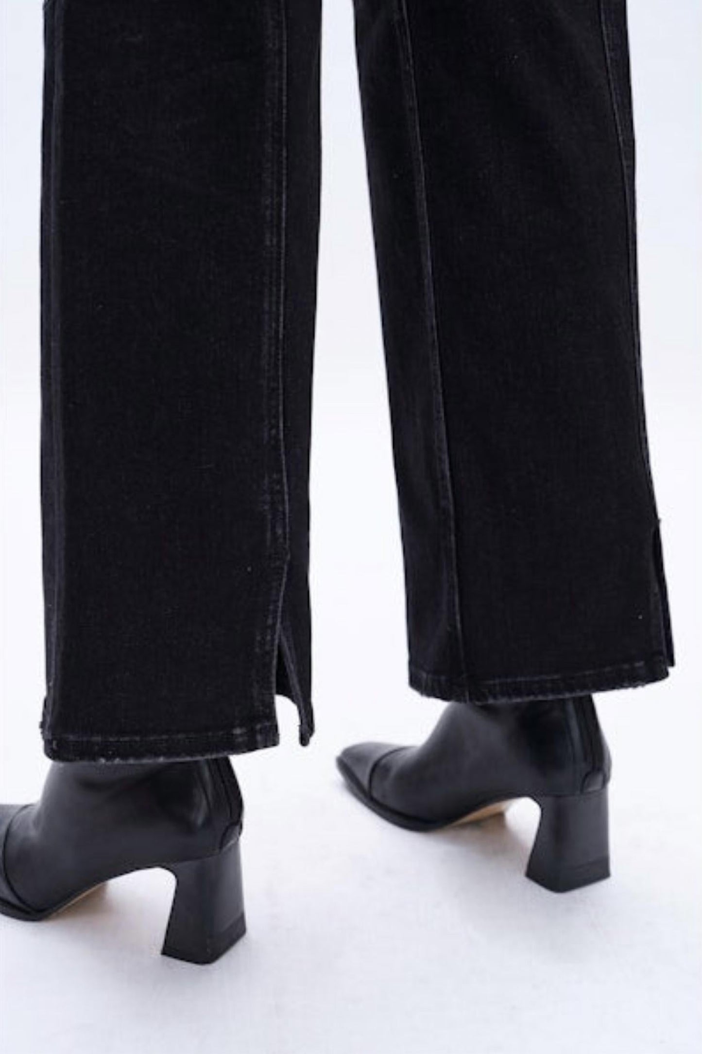 Bayeas - Seamed High Waist Wide Leg Jeans