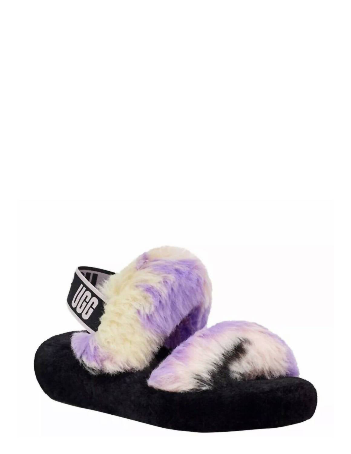 Ugg - वुमन फ़्लफ ये फ्लु टाई-डाई स्लाइड्स