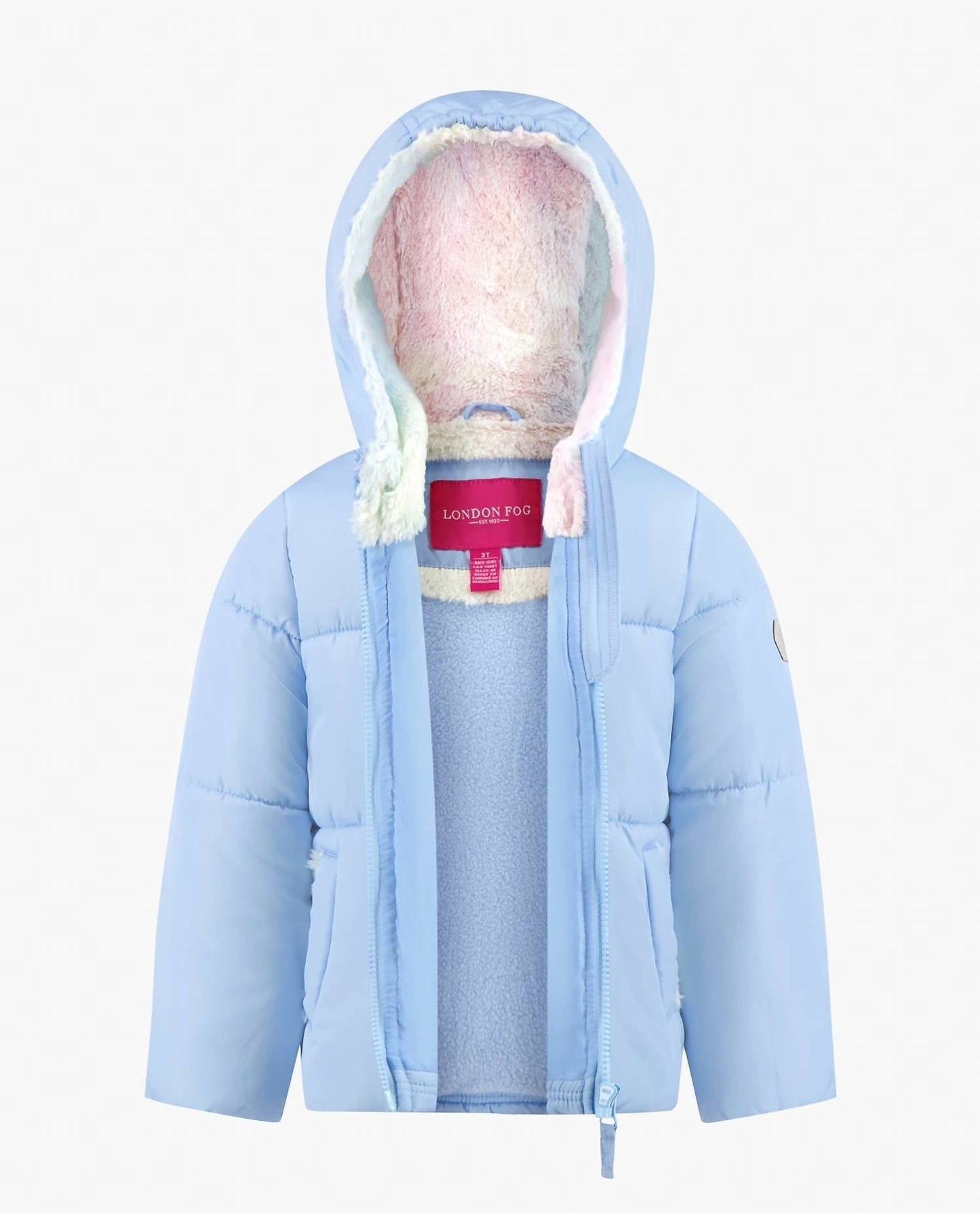 London Fog - Toddler Girls Zip-front Hooded Loose Fit Puffer Jacket