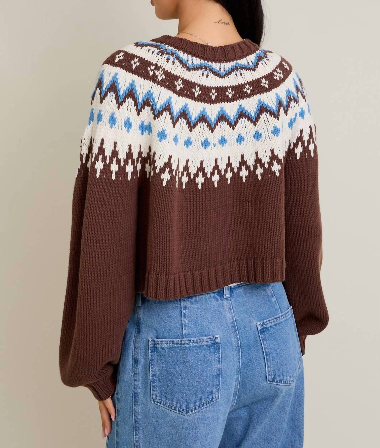 Le Lis - Raglan Sleeve Fairisle Sweater Cardigan