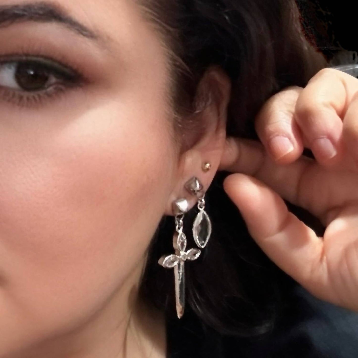 Jagged Halo Jewelry - Women's Karma Asymmetrical Dagger Earrings