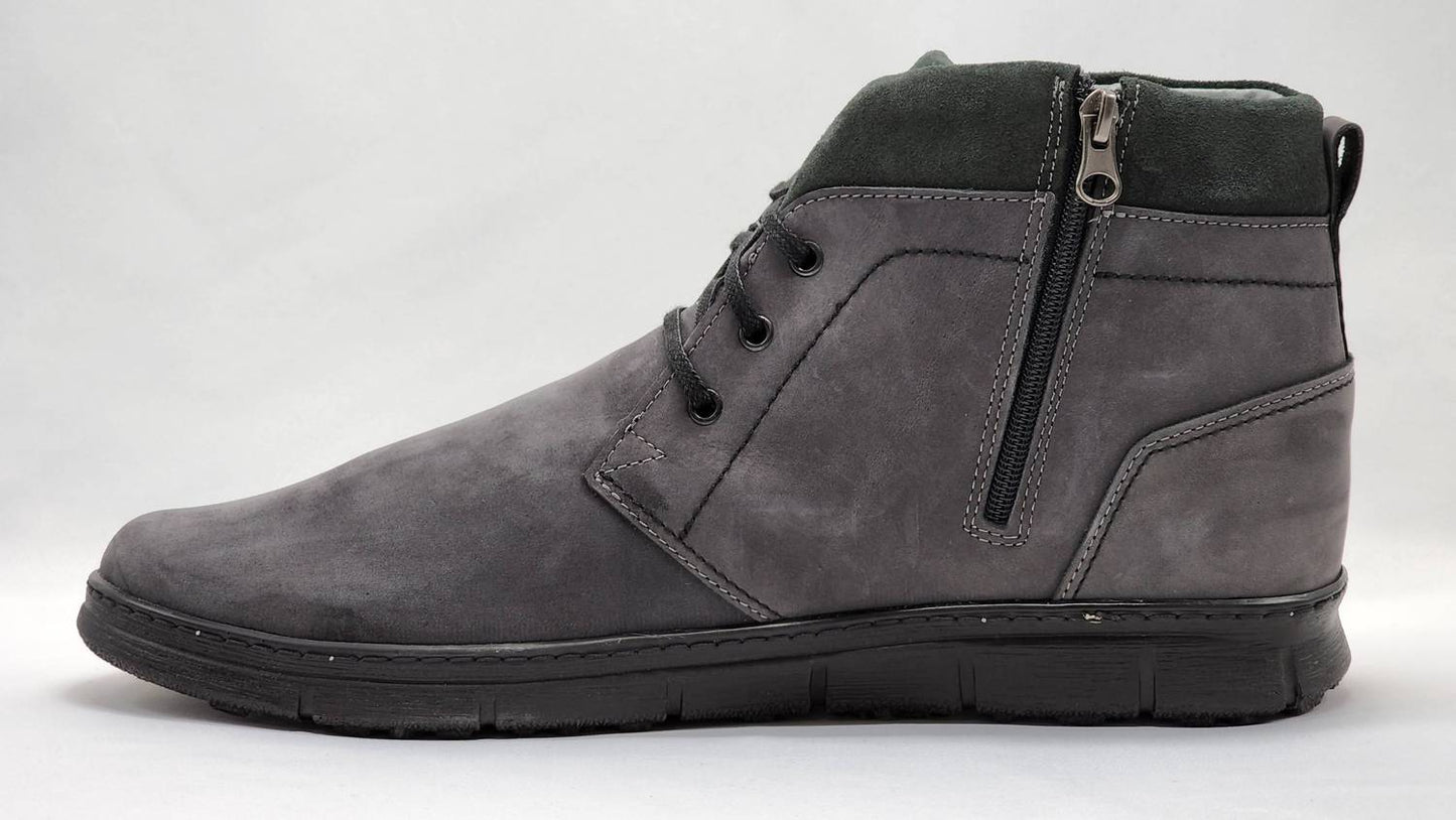 Kcr Group - Men's Thick Fur-Lined Zip-Up Nubuck Leather Boots