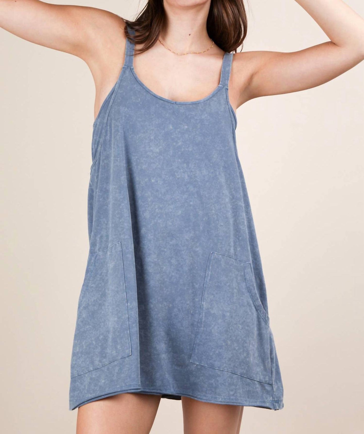 Very J - Mineral Washed Knit Mini Dress with Shorts Inside