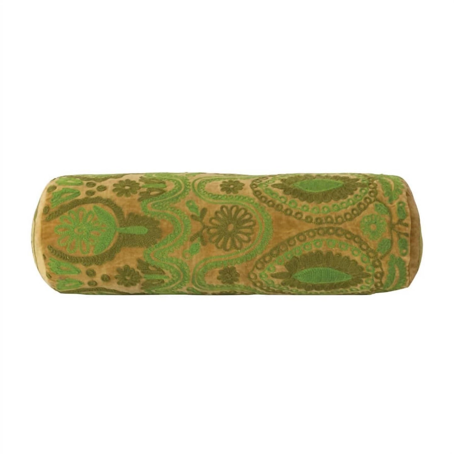 Creative Co-Op - Cotton Velvet Embroidered Bolster Pillow
