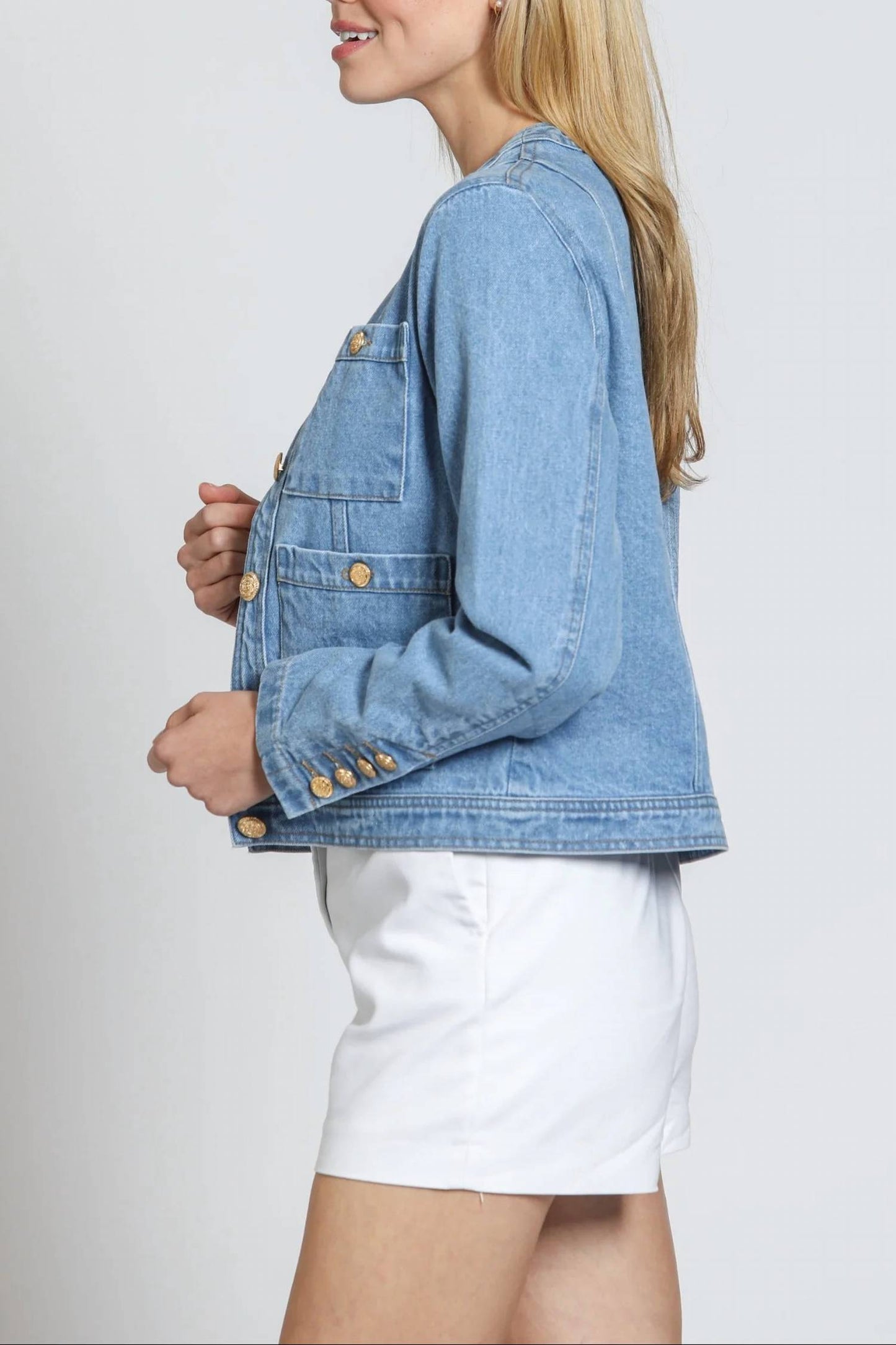 11 Uptown - Collarless Denim Jacket