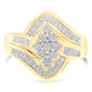 10K Yellow Gold Diamond Bypass Cluster Ring (1 Cttw, I-J Color, I2-I3 Clarity) - Size 7