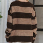 Adora - Stripes Knit Sweater With Scarf
