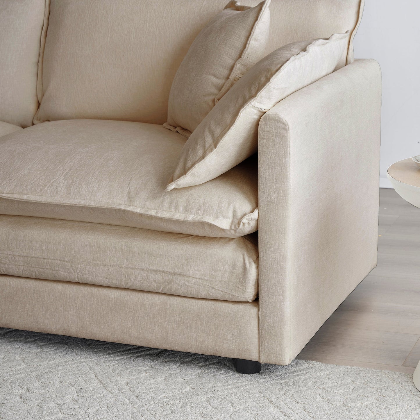 Mid-Century Modern 3-Seater Sofa with Pillows