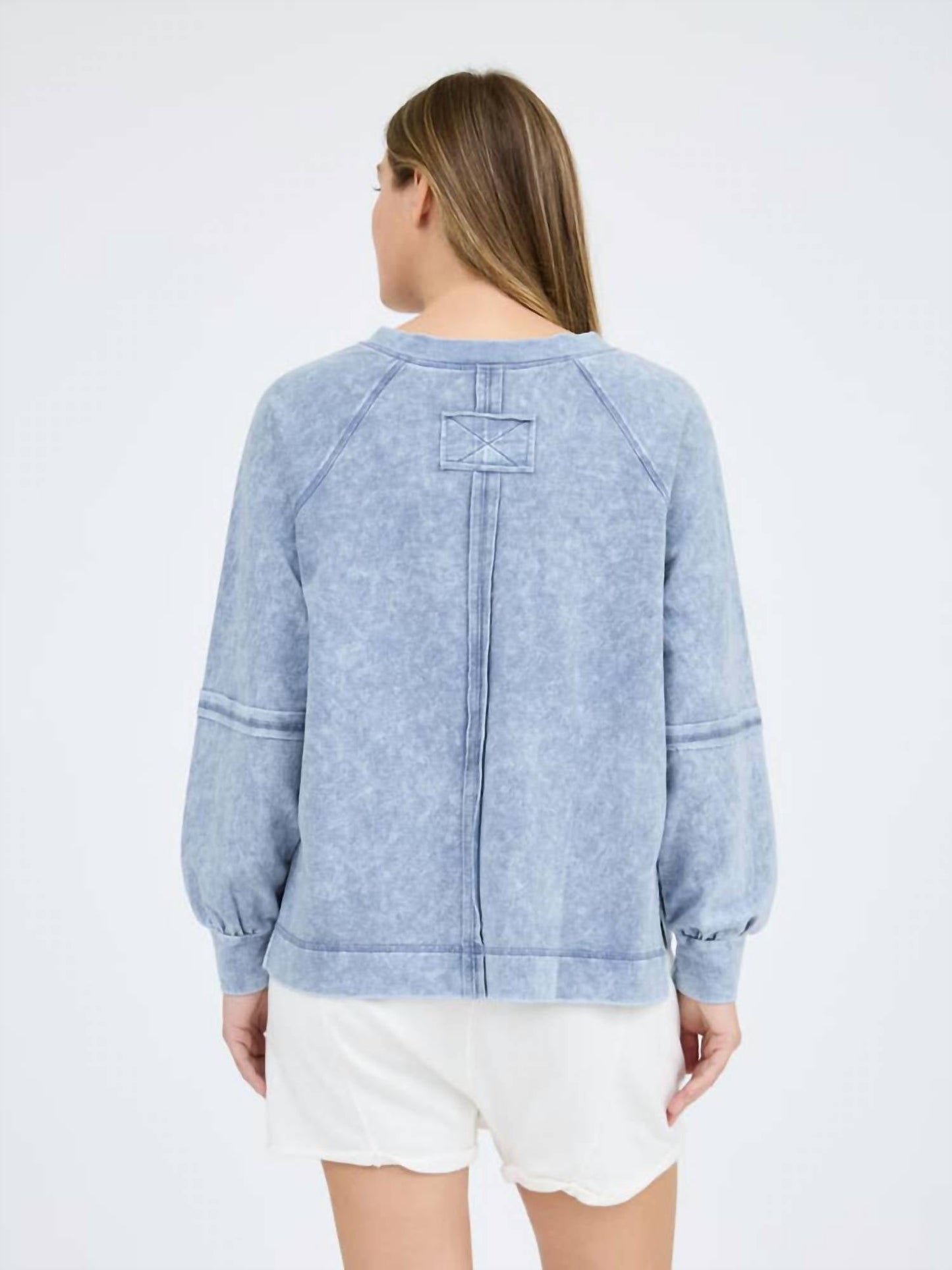 Blu Pepper - Washed V Neck Exposed Seam Top
