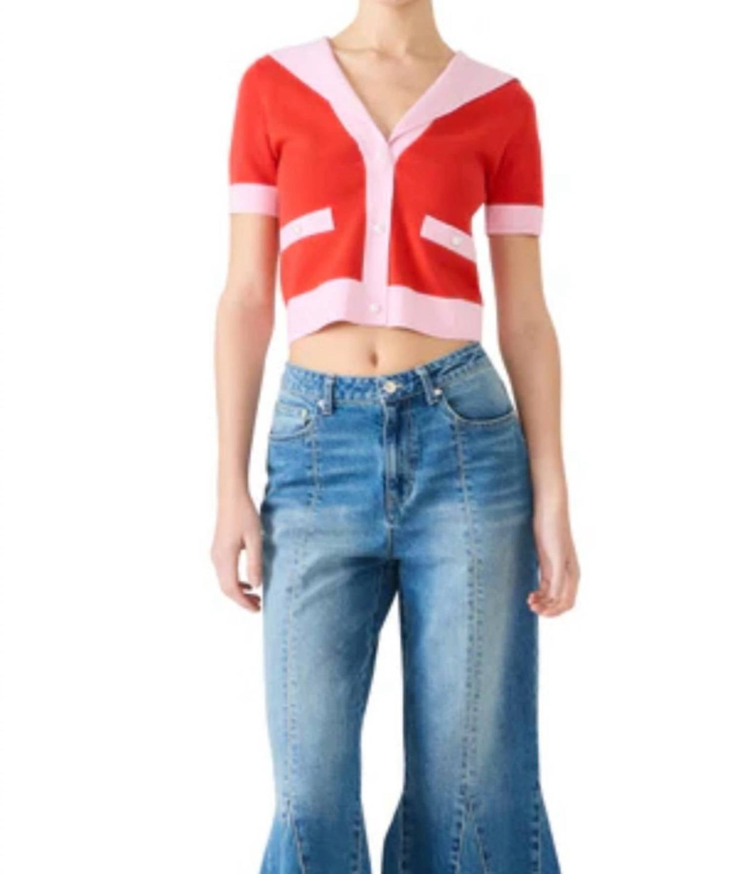 Steve Madden - Aden Short Sleeve V-neck Sweater