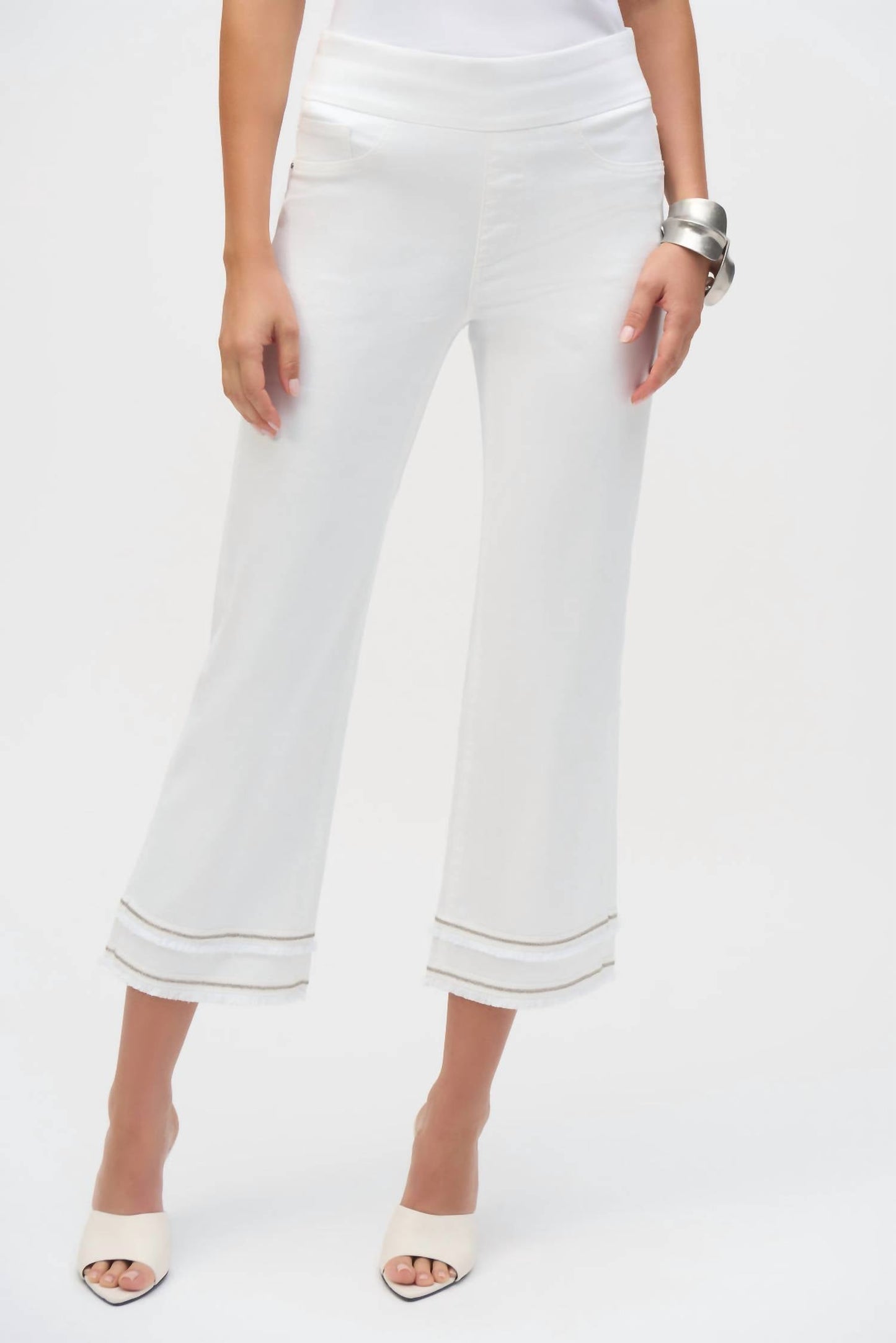 Joseph Ribkoff - Fringe Beaded Pull On Cropped Jean