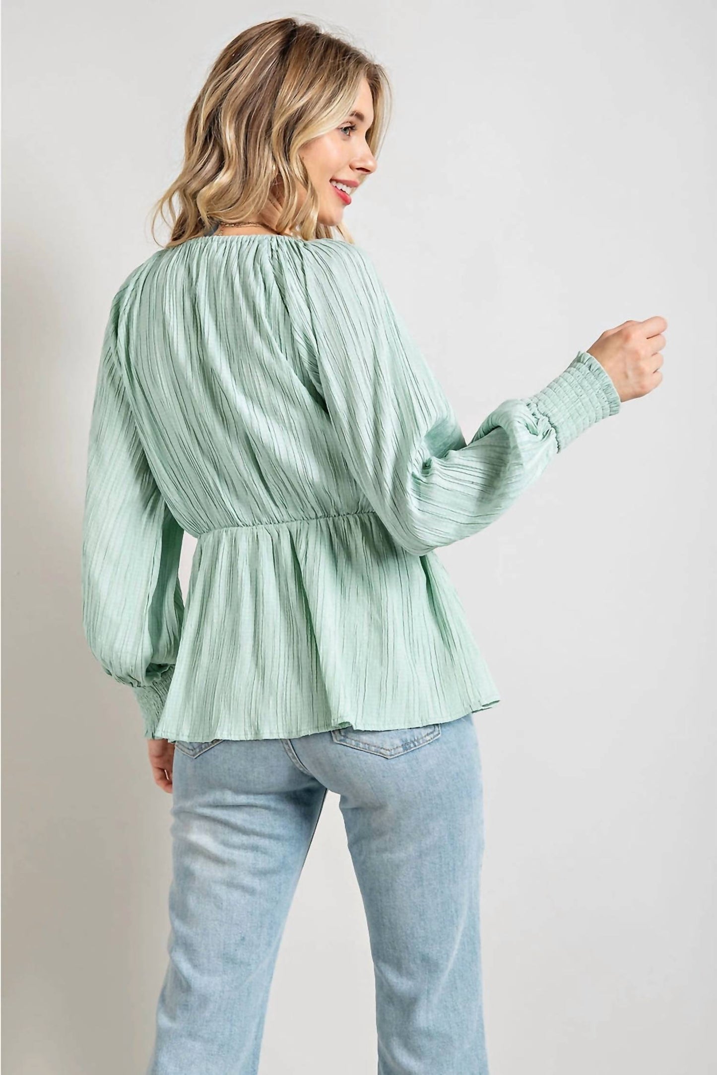 143 Story - Long Sleeve Tie Front Top