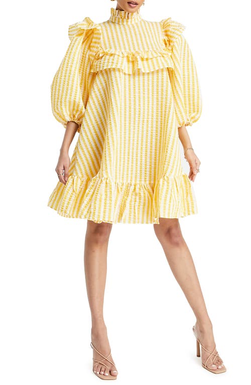 asos-design-yellow-stripe-ruffle-minidress