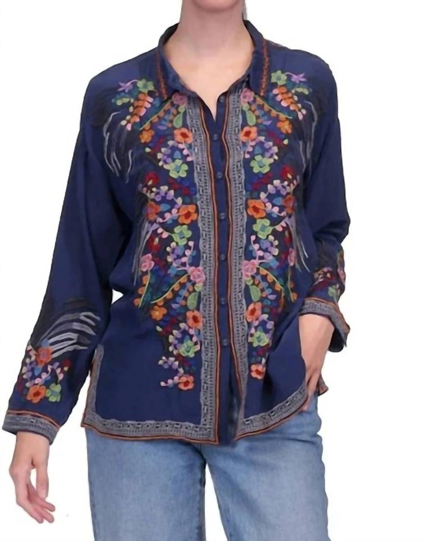 Johnny Was - Audrey Oversized Embroidered Blouse Dash