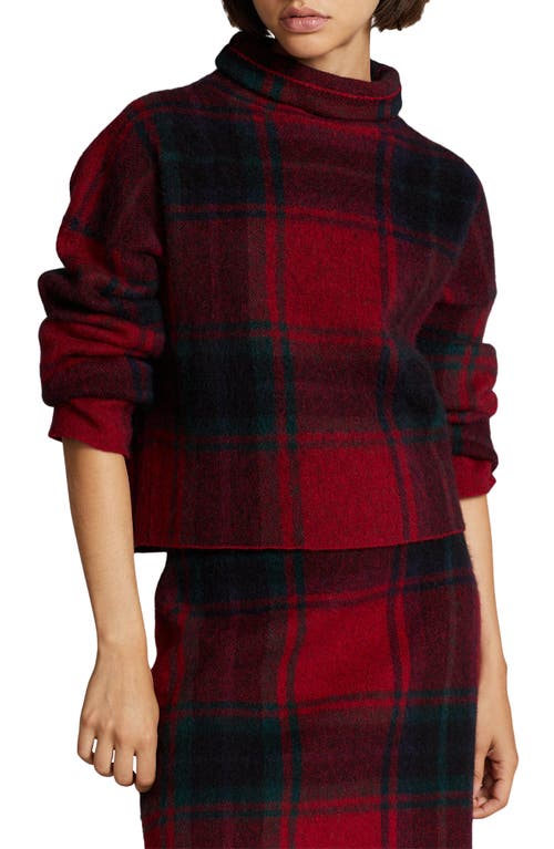 Polo Ralph Lauren Plaid Turtleneck Sweater Red Multi Size Medium