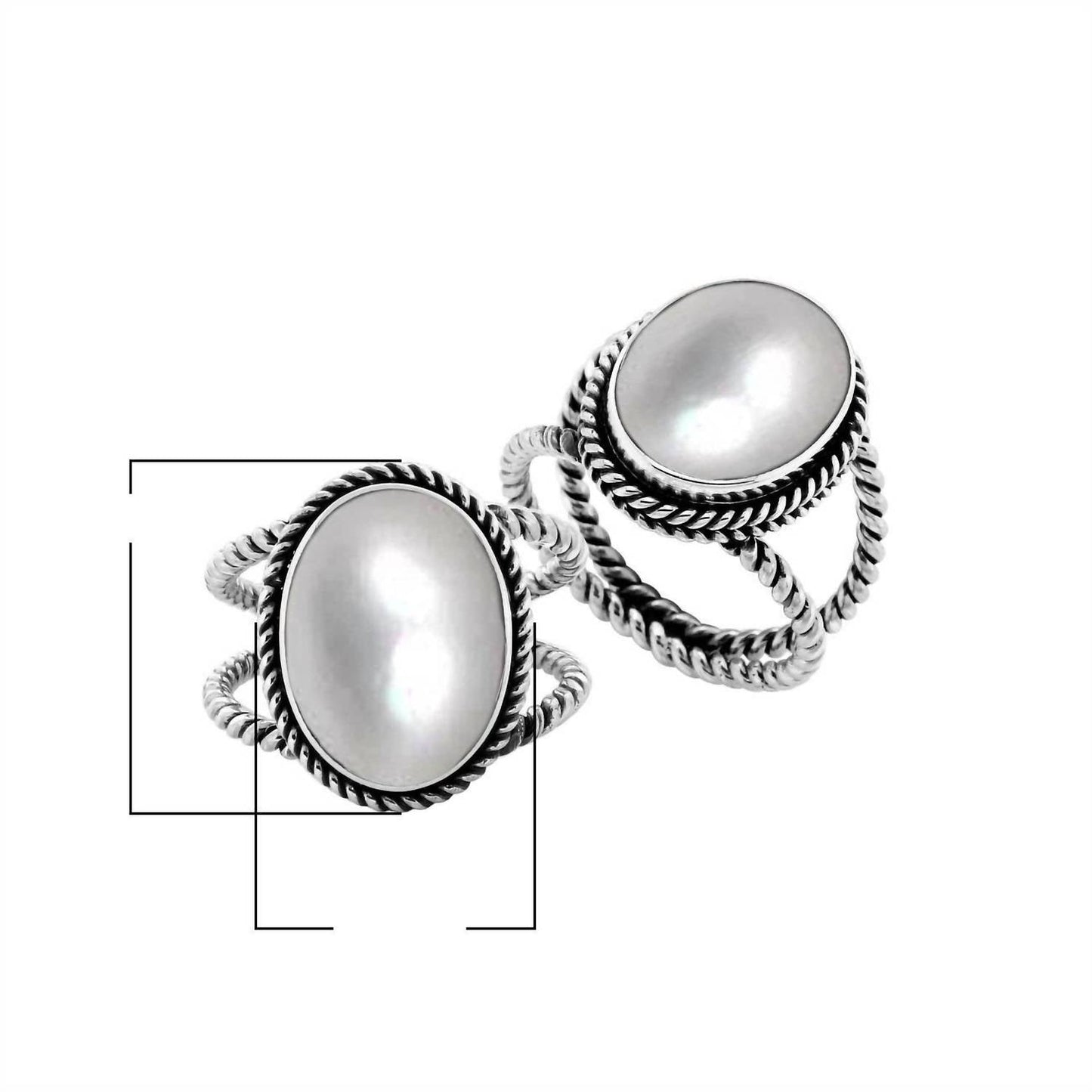 Bali - Women's Oval Rope Edge Mother Of Pearl Ring