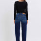 Judy Blue - Selena Mid Rise Straight Leg Jeans With Fray Hem
