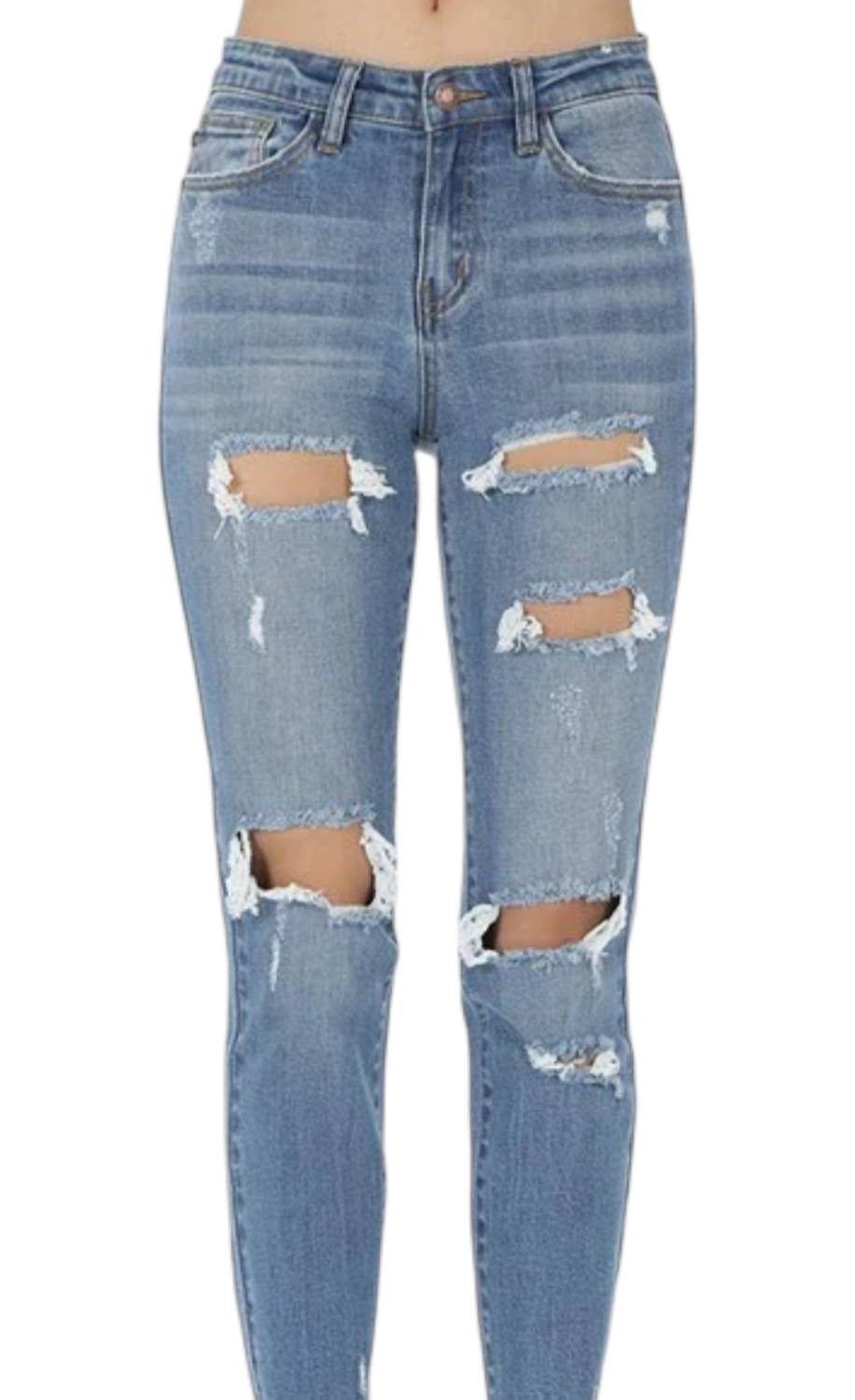 Judy Blue - Distressed Girlfriend Jeans