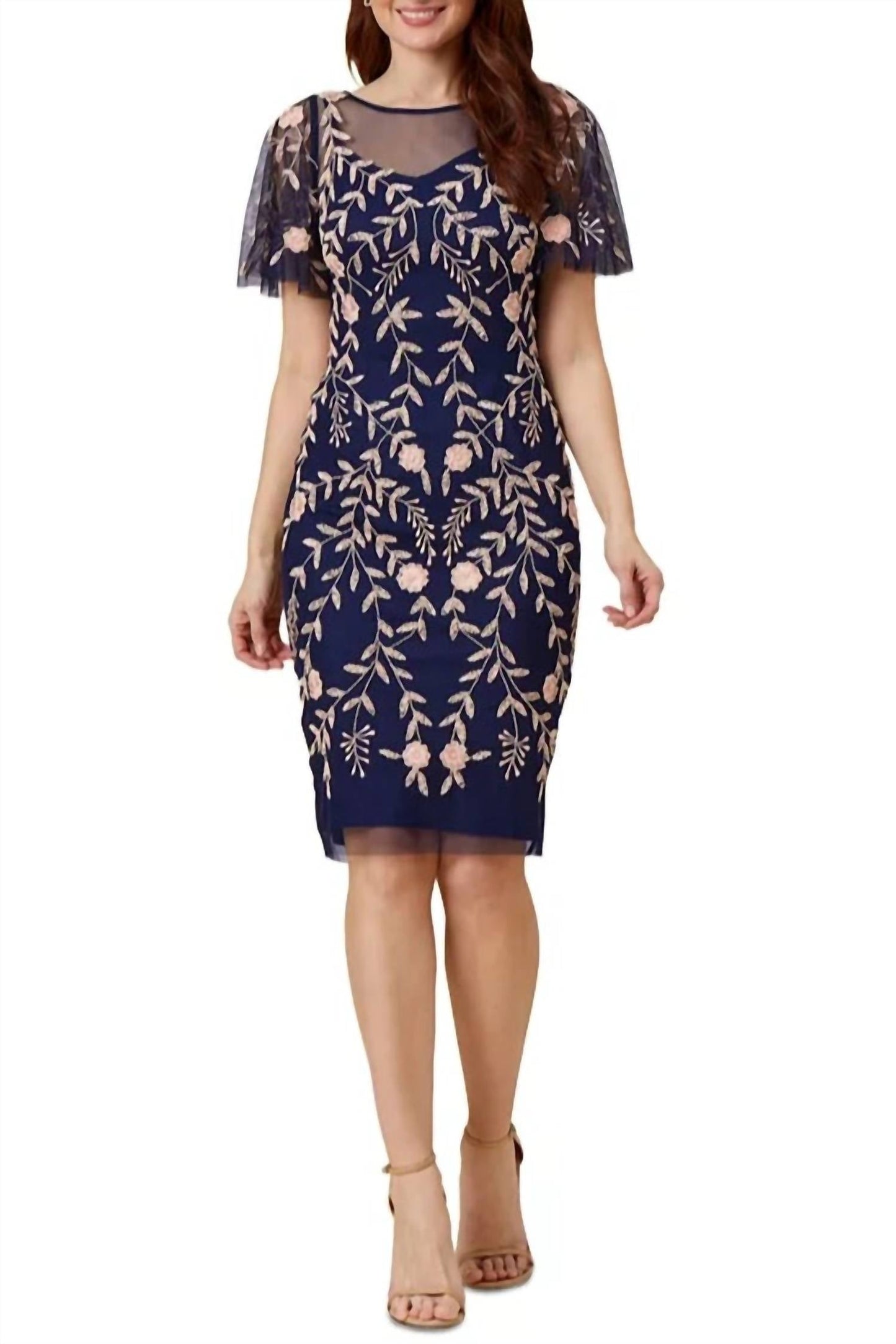 Adrianna Papell - Lutter Sleeve Sheath Sequin Dress