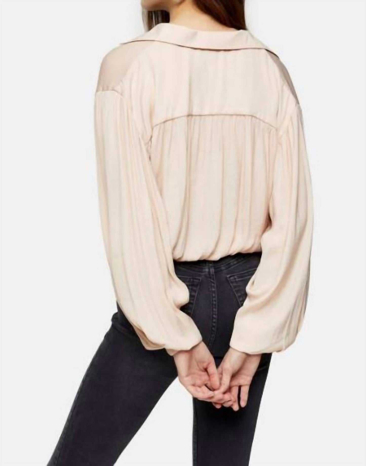 Topshop - Blush V Neck Front Tie Crop Top
