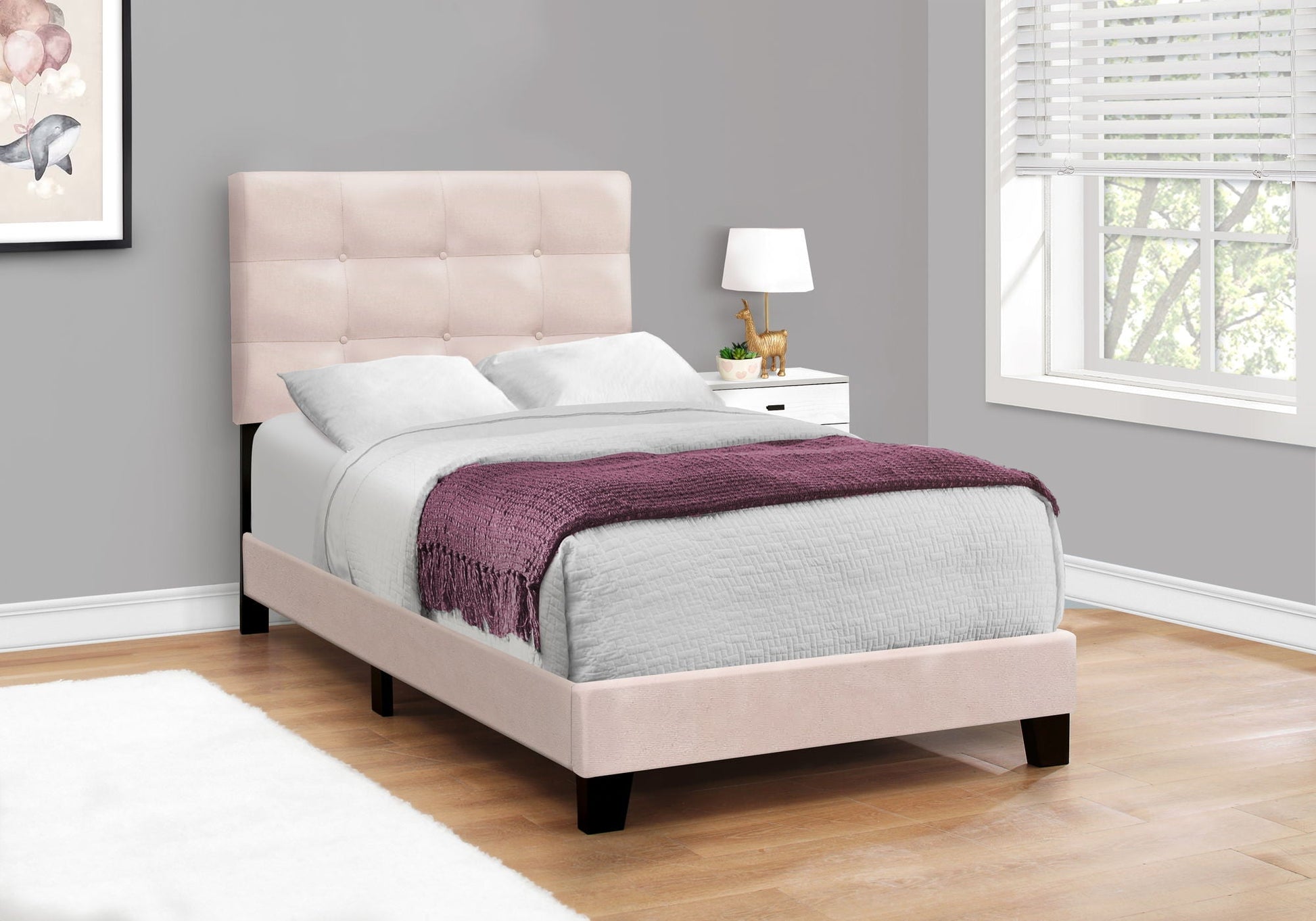 Transitional Upholstered Bed Frame