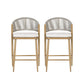 Outdoor 26" Counter Height Metal Frame Counter Stools With Scallop Shaped Backrest & Water Resistant Cushions