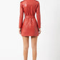 French Connection - Etta Vegan Leather Belted Mini Dress